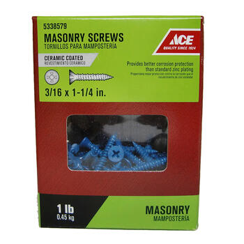 Ace 3/16 in. x 1-1/4 in. L Phillips Pan Head Ceramic Steel Masonry Screws 1 lb. 140 pk