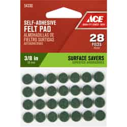 Ace Felt Self Adhesive Pad Green Round 3/8 in. W 28 pk
