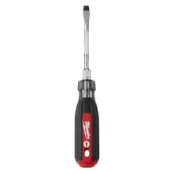 Milwaukee 4 in. Cushion Grip Chrome-Plated Steel Slotted 1 pc. 1/4 in. Red Screwdriver