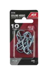 Ace Small Silver Zinc-Plated 1.3125 in. L 13 lb. 10 pk Steel Ceiling Hook