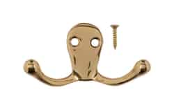 Ace 1-3/4 in. L Bright Brass Brass Small Double Garment Hook 1 pk Gold