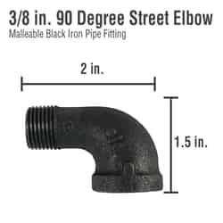 Pipe Decor 3/8 in. FIP 3/8 in. Dia. MIPT Black Malleable Iron Street Elbow No