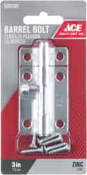Ace Barrel Bolt 3 in. Zinc For Lightweight Doors, Chests and Cabinets