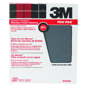 3M Pro-Pak 11 in. L X 9 in. W 220 Grit Silicon Carbide Sandpaper 25 pk