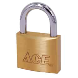 Ace 1 in. H x 7/16 in. L x 1 in. W Brass Single Locking Padlock