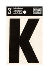 Hy-Ko 3 in. Black Vinyl Self-Adhesive Letter K 1 pc.