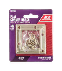 Ace 2-1/2 in. H x 3.75 in. W x 2-1/2 in. D Flat Corner Brace Brass