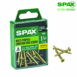 SPAX No. 6 x 1-1/4 in. L Phillips/Square Flat Yellow Zinc Steel Multi-Purpose Screw 35 each