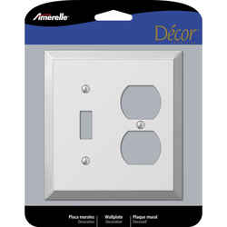 Amerelle Century Polished Chrome Light Gray 2 gang Stamped Steel Toggle Wall Plate 1 pk