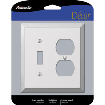 Amerelle Century Polished Chrome Light Gray 2 gang Stamped Steel Toggle Wall Plate 1 pk