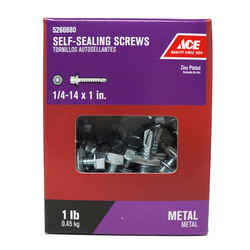 Ace 1/4-14 Sizes x 1 in. L Hex Steel Self-Sealing Screws 1 lb. Hex Washer Head Zinc-Plated