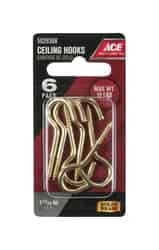 Ace Small Polished Brass Green Brass 1.6875 in. L 15 lb. 6 pk Ceiling Hook