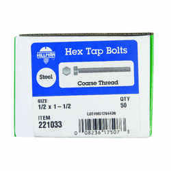 HILLMAN 1/2 in. Dia. x 1-1/2 in. L Zinc Plated Steel Hex Tap Bolt 50 box