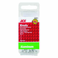 Ace 1/8 L Aluminum 1/8 25 pk White Rivets