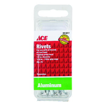 Ace 1/8 L Aluminum 1/8 25 pk White Rivets