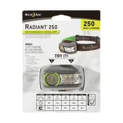 Nite Ize Radiant 250 lumens Gray/Green LED Head Lamp LifePO4 Battery