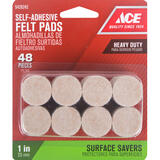 Ace Felt Self Adhesive Pad Brown Round 1 in. W 48 pk