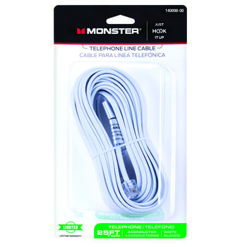 Monster Cable 25 ft. L White Modular Telephone Line Cable