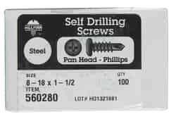 HILLMAN 1-1/2 in. L x 8-18 Phillips Pan Head Steel Zinc-Plated Self- Drilling Screws 100 per
