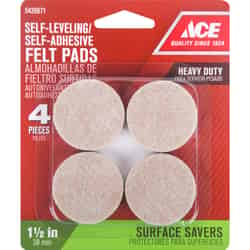 Ace Felt Self Adhesive Pad Brown Round 1-1/2 in. W 4 pk
