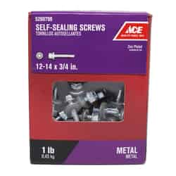 Ace 3/4 in. L x 12-14 Sizes Hex Zinc-Plated Steel Hex Washer Head Self-Sealing Screws 1 lb.