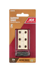 Ace 2 in. W x 1 in. L Antique Brass Brass Narrow Hinge 2 pk