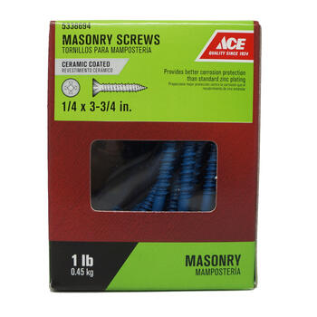 Ace 1/4 in. x 3-1/4 in. L Phillips Flat Head Steel Masonry Screws 1 lb. 30 pk