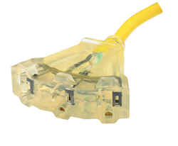 Yellow Jacket Indoor and Outdoor 50 ft. L Yellow Triple Outlet Cord 12/3 SJTW