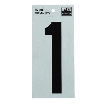 Hy-Ko 6 in. Reflective Black Vinyl Number 1 Self-Adhesive