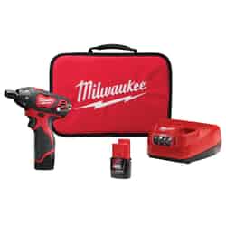Milwaukee M12 1/4 Cordless Keyless Battery Operated Screwdriver Kit 1.5 amps 12 V 500 rpm
