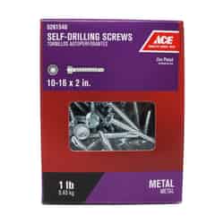 Ace 2 in. L x 10-16 Sizes Hex Hex Washer Head Steel Self- Drilling Screws 1 lb. Zinc-Plated