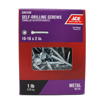 Ace 2 in. L x 10-16 Sizes Hex Hex Washer Head Steel Self- Drilling Screws 1 lb. Zinc-Plated