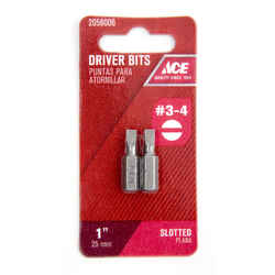 Ace 3 x 1 in. L S2 Tool Steel 1/4 in. Hex Shank 2 pc. Insert Bit Slotted