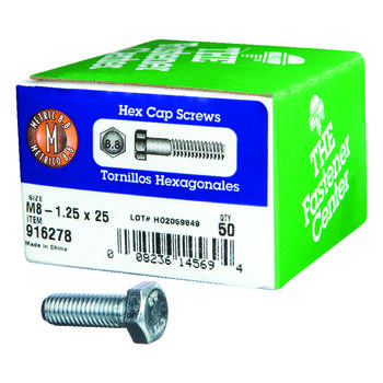 HILLMAN M8-1.25 mm Dia. x 25 mm L Heat Treated Steel Hex Head Cap Screw 50 box