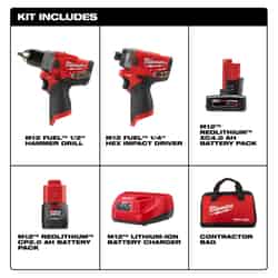 Milwaukee M12 FUEL 12 V Cordless Brushless 2 Drill and Impact Driver Kit