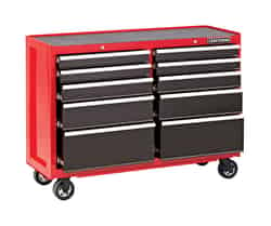Craftsman 52 in. Steel 10 drawer 37.5 in. H x 18 in. D Red Rolling Tool Cart