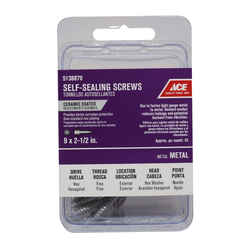 Ace 9 Sizes x 2-1/2 in. L Hex Washer Head Hex Steel Self-Sealing Screws Ceramic