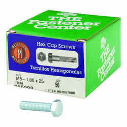 Hillman M6-1.00 mm Dia. x 25 mm L Heat Treated Steel Hex Head Cap Screw 50 pk