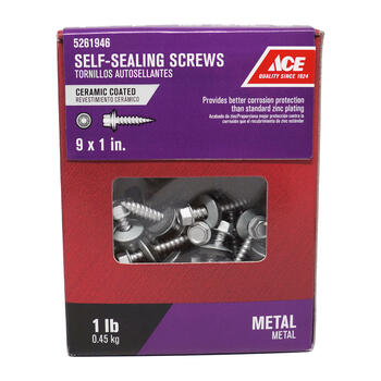 Ace 9 Sizes x 1 in. L Ceramic Steel Self-Sealing Screws 1 lb. Hex Washer Hex