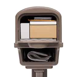 Gibraltar Mailboxes Gibraltar Gentry Plastic Post and Box Combo Mocha Mailbox w/Post 21-3/4 i
