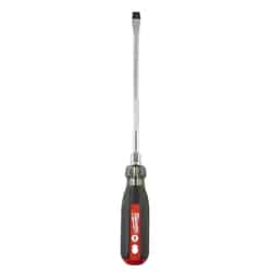 Milwaukee 8 in. Slotted 3/8 in. Cushion Grip Chrome-Plated Steel 1 pc. Red Screwdriver