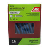 Ace 1/4 in. x 4 in. L Phillips Flat Head Ceramic Steel Masonry Screws 1 lb. 30 pk