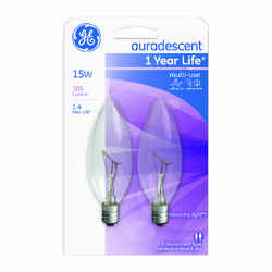 GE Lighting auradescent 15 watts F10 Incandescent Light Bulb 105 lumens Auradescent Flame Tip