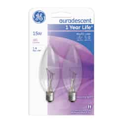 GE Lighting auradescent 15 watts F10 Incandescent Light Bulb 105 lumens Auradescent Flame Tip