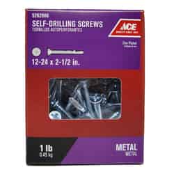 Ace 2-1/2 in. L x 12-24 Sizes Zinc-Plated Zinc Self-Drilling Screws w/Wings 1 lb. Phillips Fla