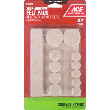 Ace Felt Self Adhesive Pad Brown Round 6 in. L 27 pk