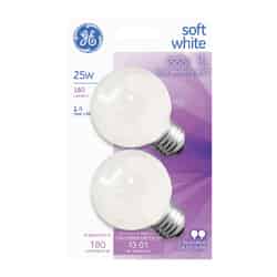GE Lighting Reveal 25 watts G16.5 Incandescent Bulb 180 lumens Soft White Globe 2 pk