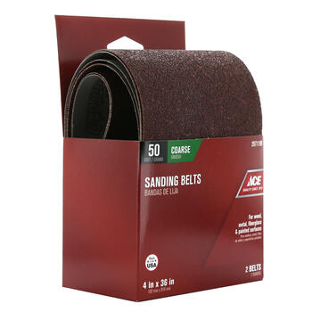 Ace 36 in. L x 4 in. W Aluminum Oxide Sanding Belt 50 Grit 2 pk Coarse