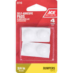 Ace Vinyl Self Adhesive Bumper Pads White Round 3/4 in. W 4 pk