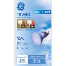 GE Lighting Reveal 45 watts R20 Incandescent Light Bulb 250 lumens Floodlight 1 pk White (Frost